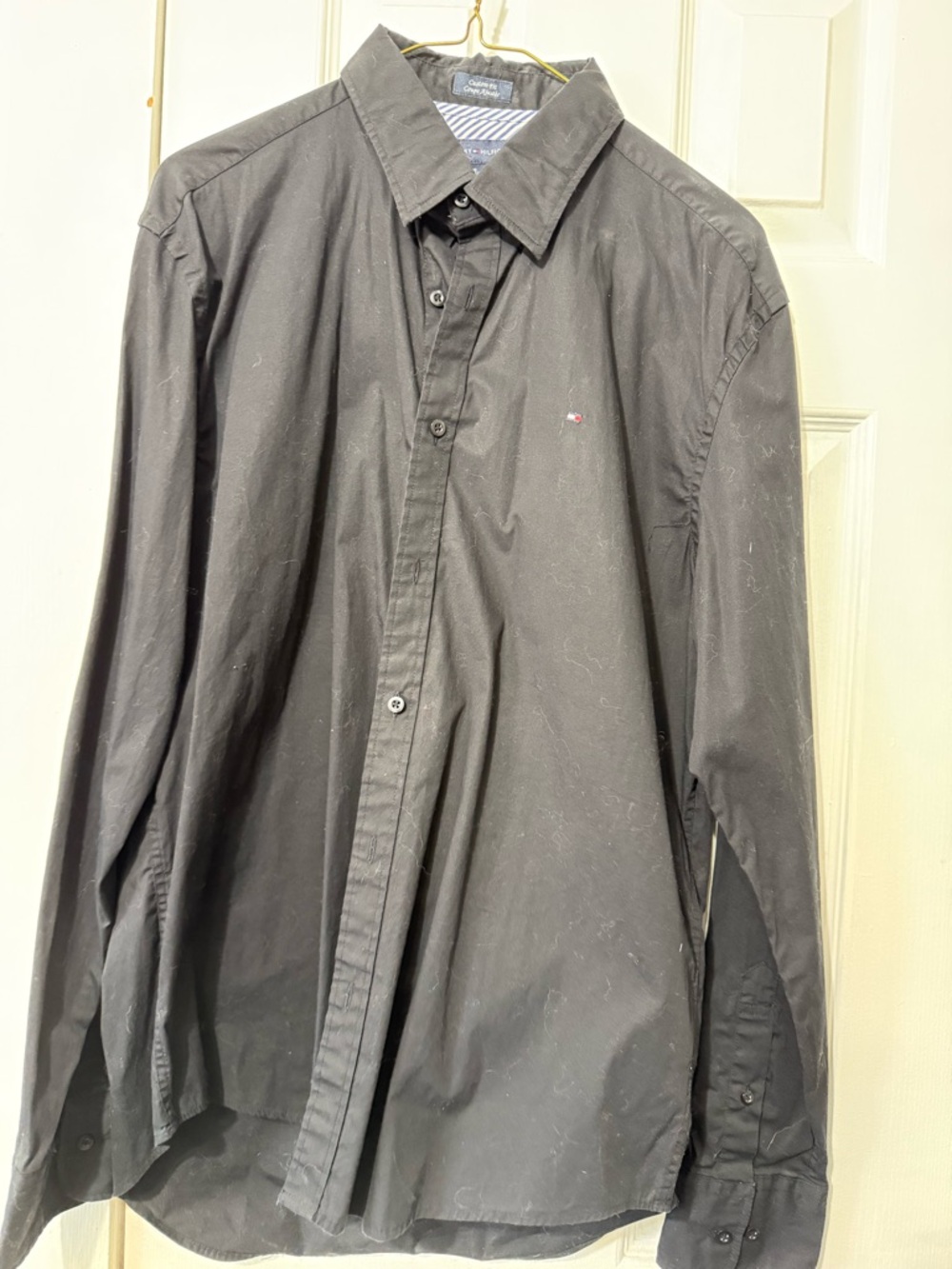 Tommy Hilfiger Men's Black Long-Sleeve Button-Down Shirt